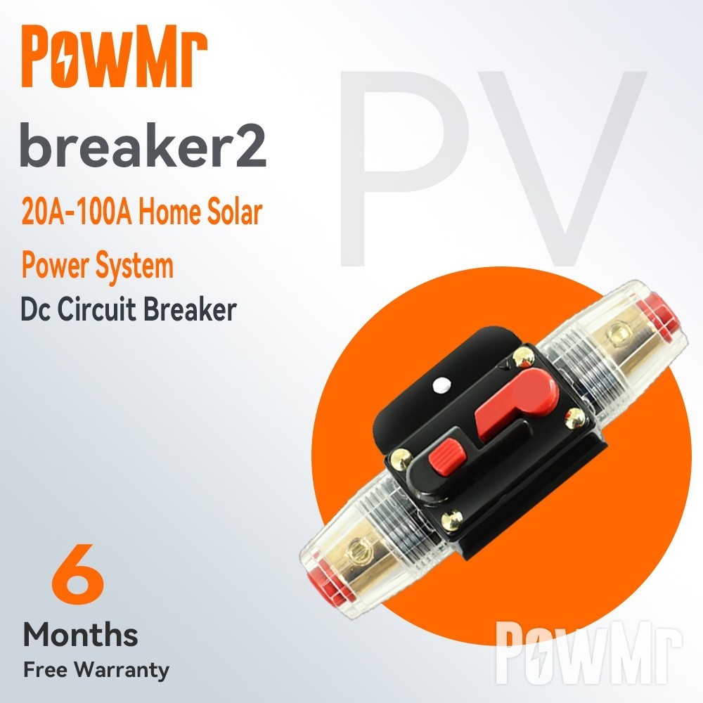 PowMr DC Circuit Breaker 20A-100A Home Solar System 12V/24V Car Audio Auto Reset Fuse Holder Switch