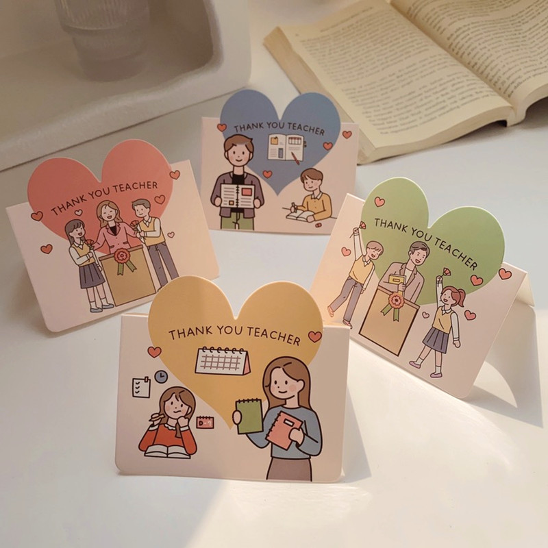 การ ์ ดอวยพรวันครูทําด ้ วยมือ DIY การ ์ ดข ้ อความรูปหัวใจการ ์ ตูนให ้ ของขวัญครูขอบคุณครู