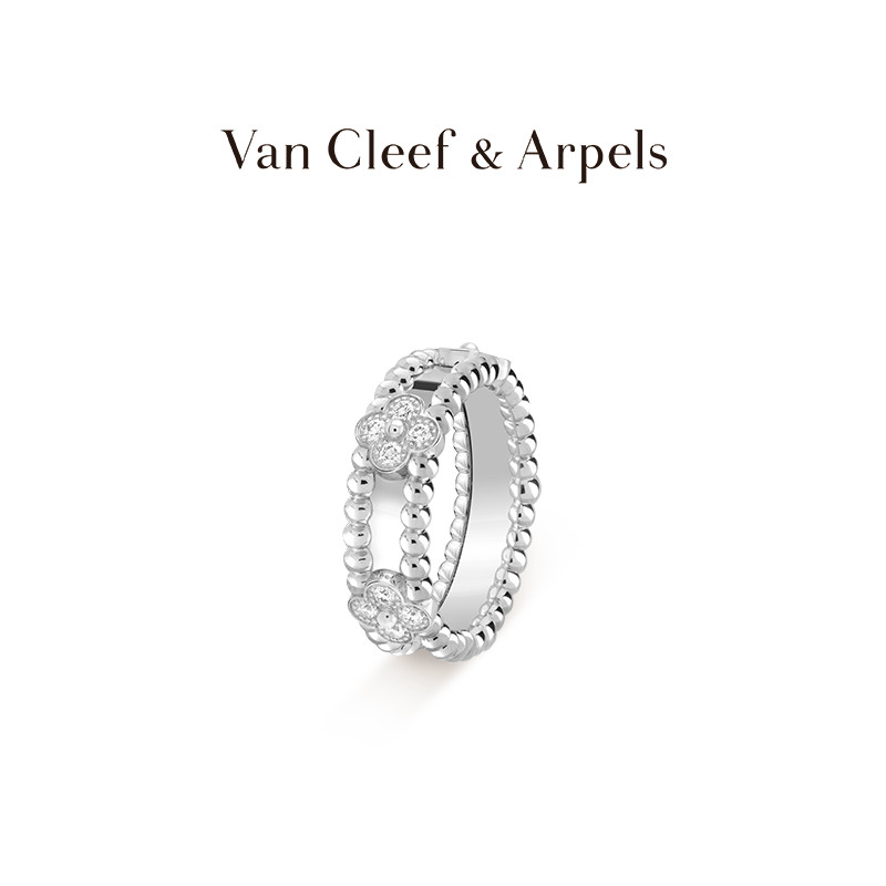 [ พร ้ อมกล ่ องและถุงของขวัญ ] VCA/Van Cleef &amp; Arpels Perlee Series แหวนเพชรทอง 18K