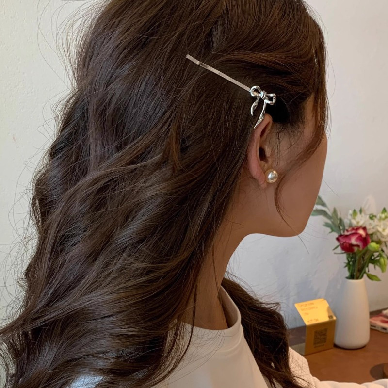 Simple Classic โลหะโบว ์ ผมคลิปอารมณ ์ แฟชั ่ นโบว ์ ด ้ านข ้ าง Bangs คลิป