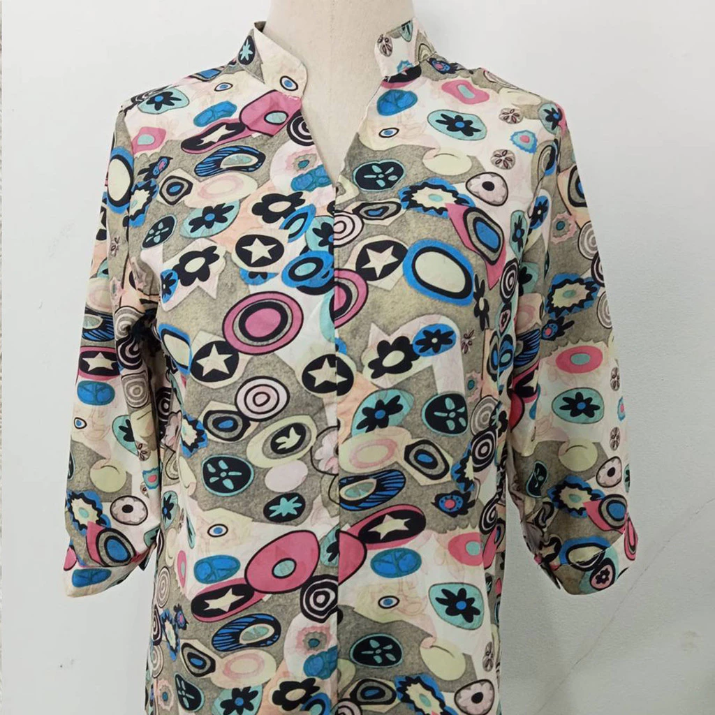 เสื้อเชิ้ตแขนสั้นลายดอกไม้ ผ้าชีฟอง ผู้หญิง thumbnail 4