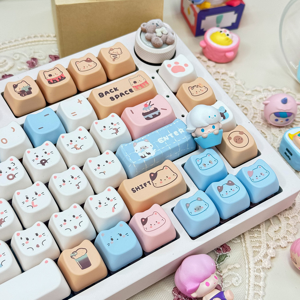 Pbt Dye Sublimation Sea Salt Meow Key Hat รูปแมว MAO ความสูงน ่ ารักการ ์ ตูนปรับให ้ เข ้ ากับ 61/63/64/67/68/71/75/78/8/8/8487/96/100/104/108