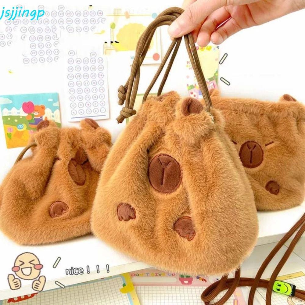 Jsjjingp กระเป๋าตุ๊กตา Capybara, ตุ๊กตา Capybara สัตว์การ์ตูน Capybara กระเป๋าสะพายตุ๊กตา, กระเป๋าความจุขนาดใหญ่ผ้าฝ้ายการ์ตูน Crossbody กระเป๋า