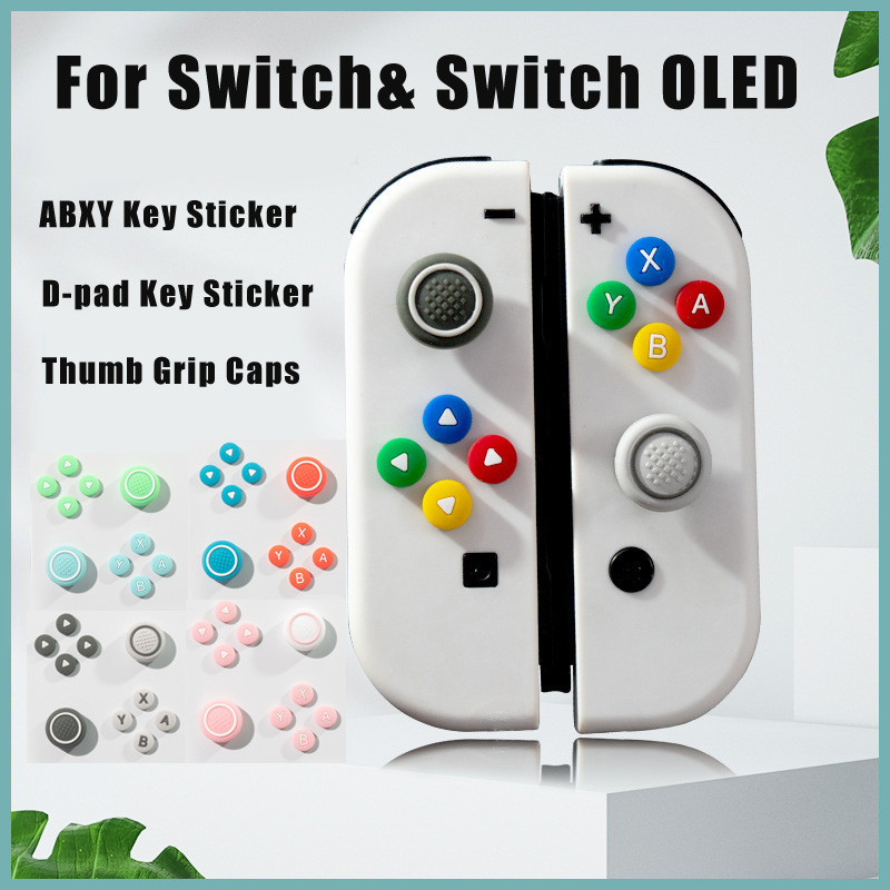 D-pad ปุ่มทิศทางข้าม ABXY สติกเกอร์ที่สําคัญจอยสติ๊ก Thumb Stick Grip Cap สําหรับ Nintendo Switch & Switch Oled NS Joy-con ผิวกรณี