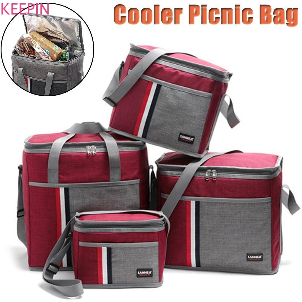 Keepin Cooler Bag กระเป ๋ าถือแฟชั ่ นความจุขนาดใหญ ่ ฟิล ์ มอลูมิเนียมหุ ้ มฉนวนความร ้ อนภายในถุงอาหารกลางวันกันน ้ ํา