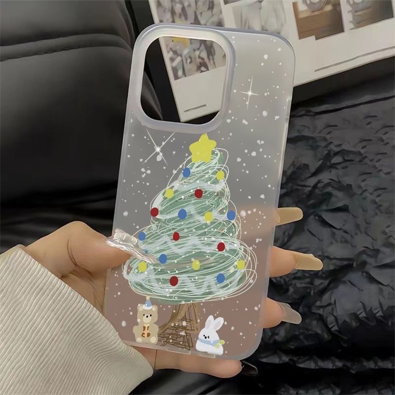 {เคสซิลิโคนโปร่งใส} รูปแบบต้นคริสต์มาสเหมาะสําหรับ Apple iPhone15 ProMax 11 14ProMax 7Plus 8Plus 12ProMax XSMax X XS 13ProMax เคสโทรศัพท์