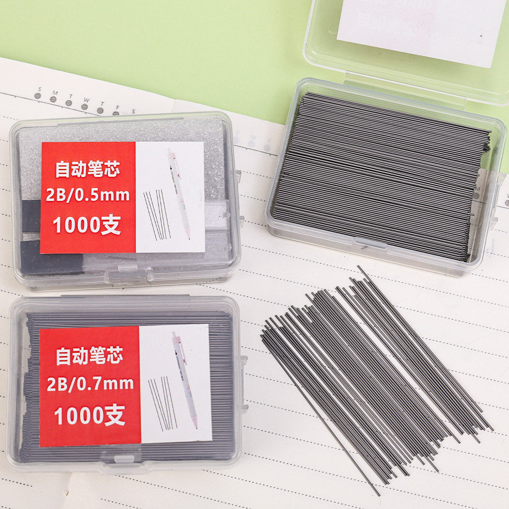 1000 ชิ้น Erasable เครื่องเขียนนักเรียนเปลี่ยนได้ 2B ไส้ดินสออัตโนมัติ - เครื่องมือเขียนตะกั่วดินสอกดสีดําละเอียดพิเศษ