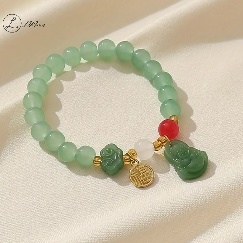 Luimo ประณีตสร้อยข้อมือ Lucky Cloud Maitreya Buddha Fu จี้คลาสสิกจีนสร้อยข้อมือผู้หญิงเครื่องประดับของขวัญใหม่