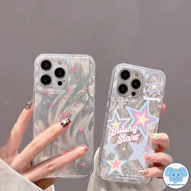 การ์ตูนสีสันสดใสดาวหรูหรามุกแวววาวขนเส้นด้ายกรณี iPhone 15 11 12 14 13 Pro Max 7Plus XR 14 8 7 Plus X SE XS Max
