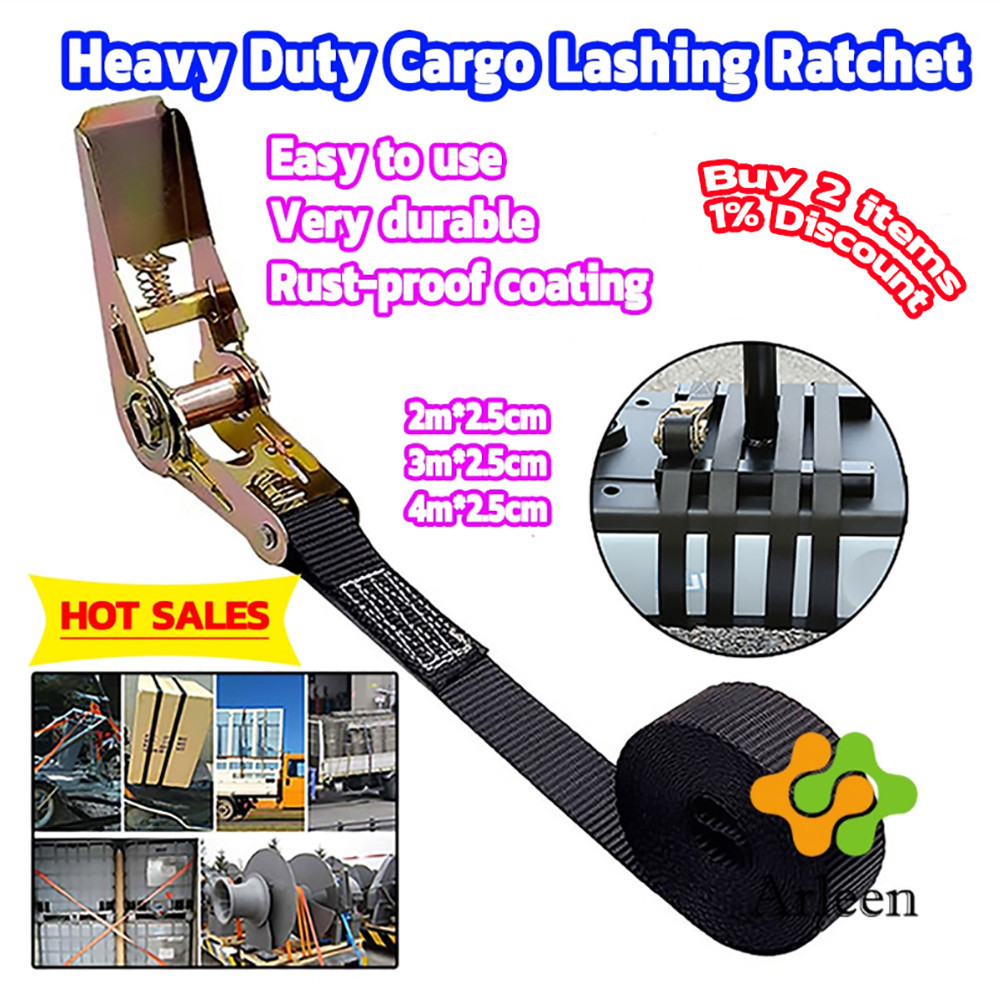 Arleen สายรัดยกของ เชือกรัดของ เชือกสายรัดสัมภาระ หัวล็อคอย่างดี มีหลายขนาด cargo strap