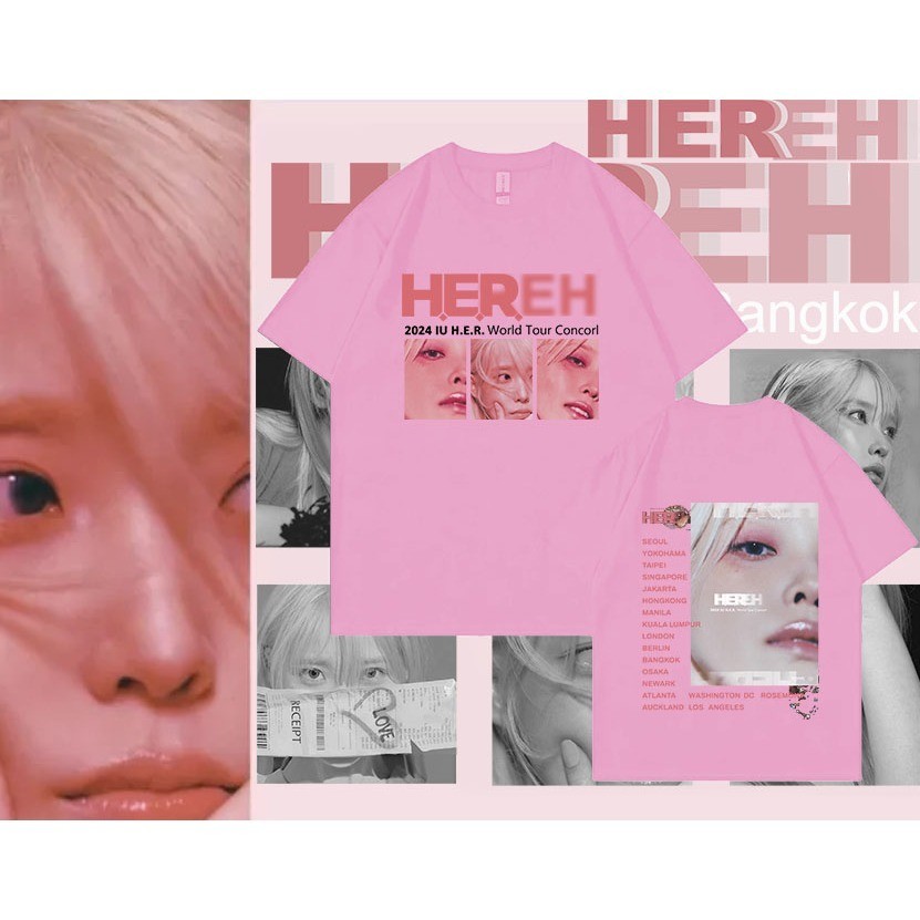 2024 【Fashion】แขนสั้นใหม่ IU WORLD TOUR iu kpop Concert 2024 แขนสั้นพิมพ์ ผ้าฝ้ายแท้ แฟชั่นยอดนิยม ฝ