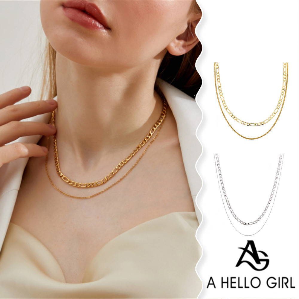เครื ่ องประดับแฟชั ่ น Retro Double Layered สร ้ อยคอโลหะ Simple Clavicle Chain