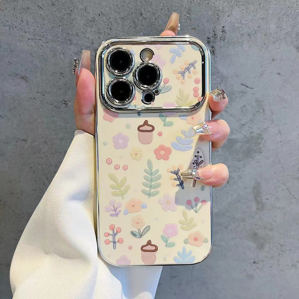 เคสโทรศัพท์ชุบไฟฟ้า ลายดอกทิวลิป สําหรับ vivo V30/V29/V27/V27e/V25/V23/V21/V21s/V20 Pro 5G/V17 Neo