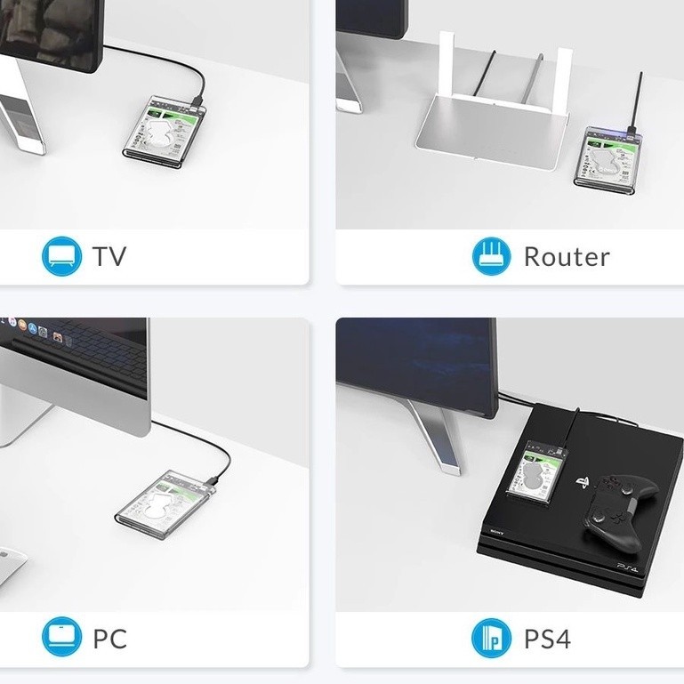 USB3.0 to SATA3.0 External Hard Drive Enclosure Hard Disk Storage Box with SATA to USB Connector Cable Support UASP f