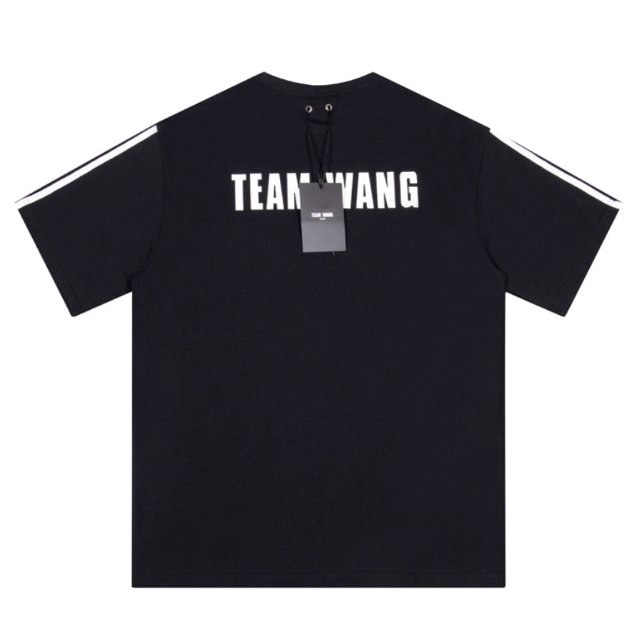 ใหม ่ teamwang เสื ้ อยืดแขนสั ้ นผ ้ าฝ ้ ายแท ้ หนักคอกลม