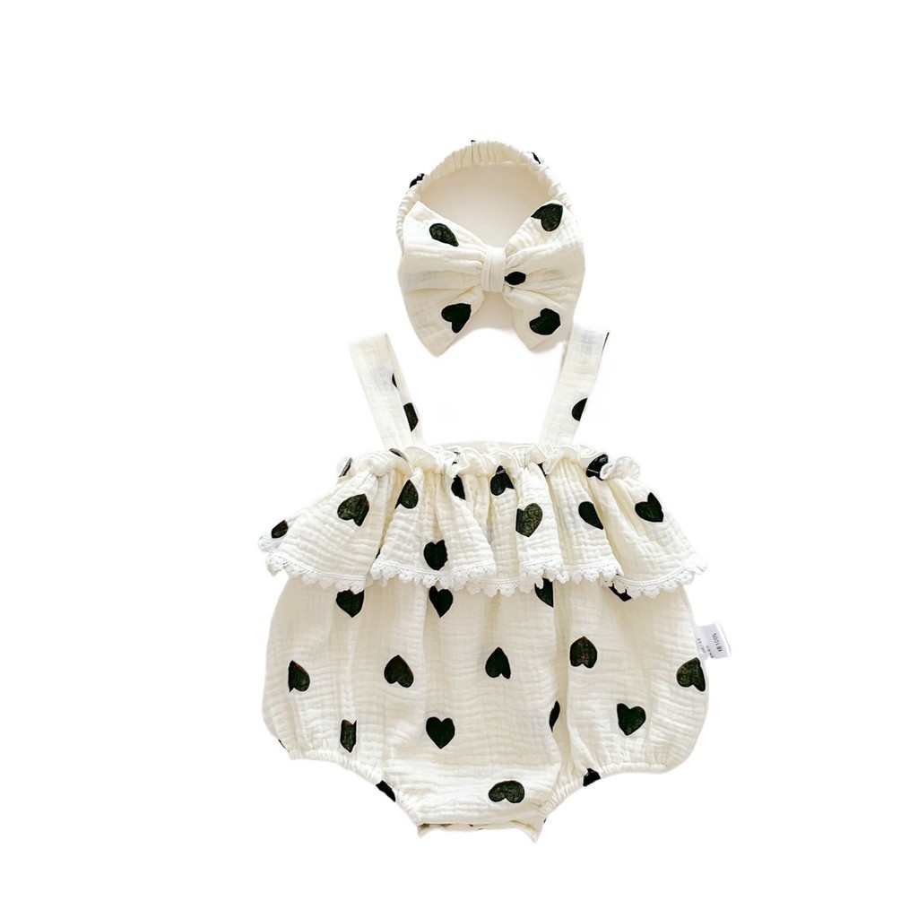 เสื้อผ้าชุดรอมเปอร์เด็ก + ชุดจั๊มสูทแขนกุดฤดูร้อน สายรัดหู + ที่คาดผมกุทัณฑ์ 0-2 ปีชุดบอดี้สูทเด็กผู้หญิงทารกแรกเกิดเสื้อผ้า - รูปที่ 7