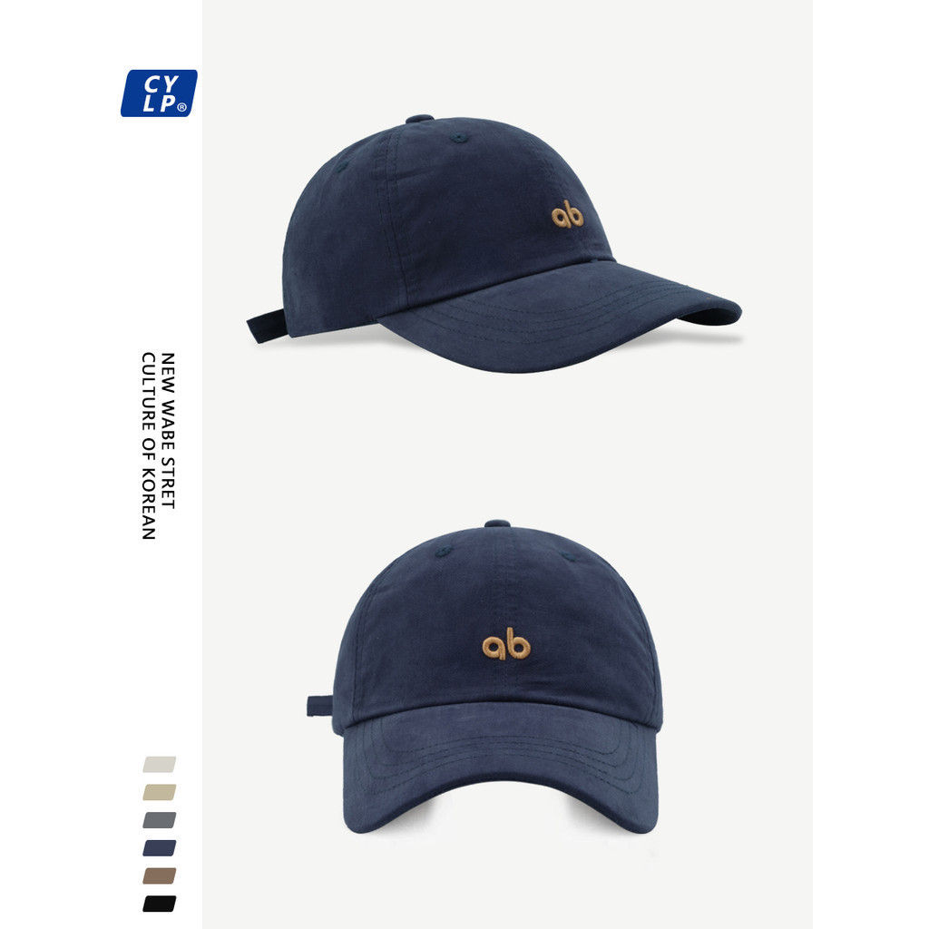 Four Seasons หมวกคุณภาพสูง Original ab Letter ปักเบสบอลหมวกผู้ชายผู้หญิงเกาหลีรุ่นกว้างขอบ Peaked หมวกขนาดเล็ก