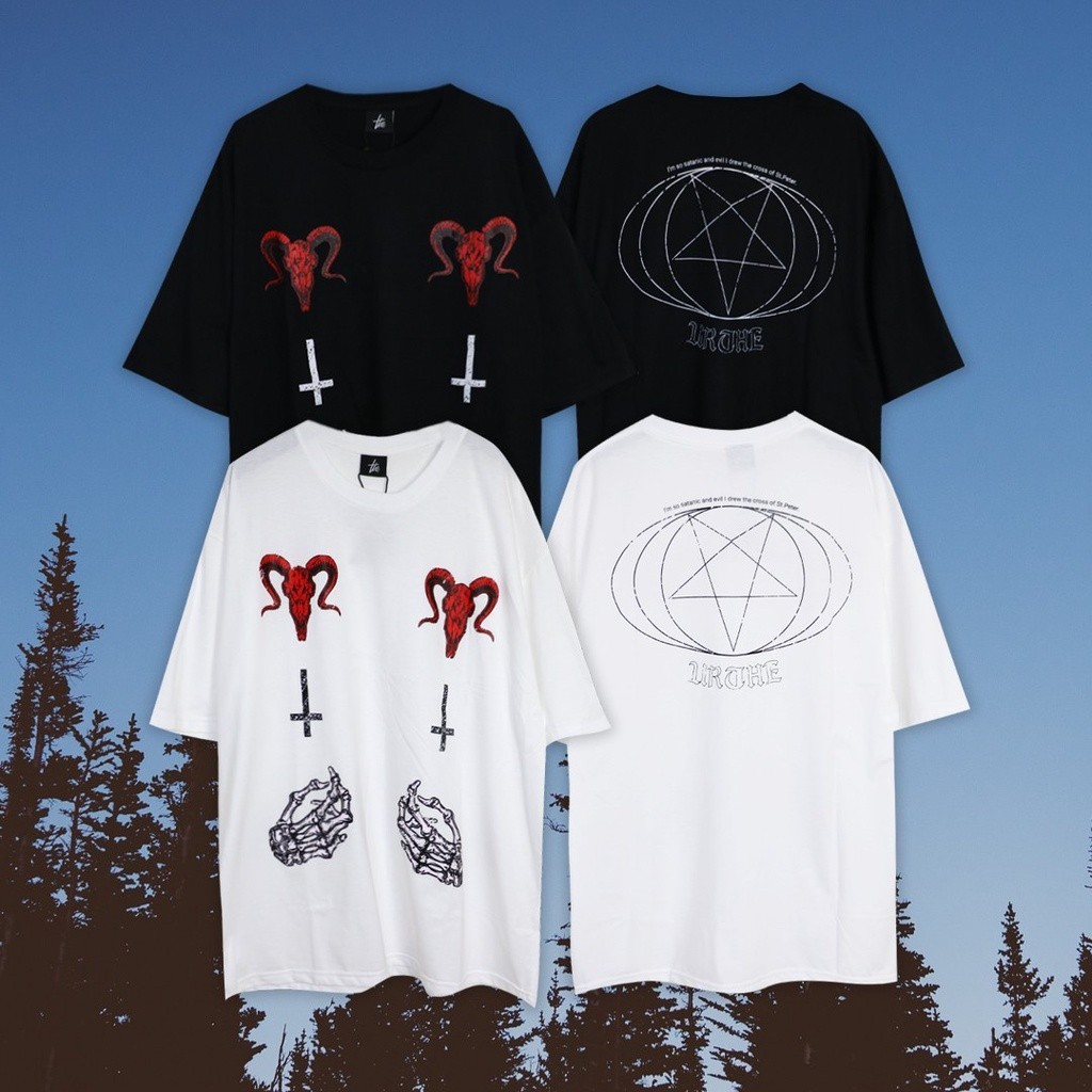 พร้อมส่ง🎀Urthe - เสื้อยืด OVER PRINTED รุ่น   S A T A N