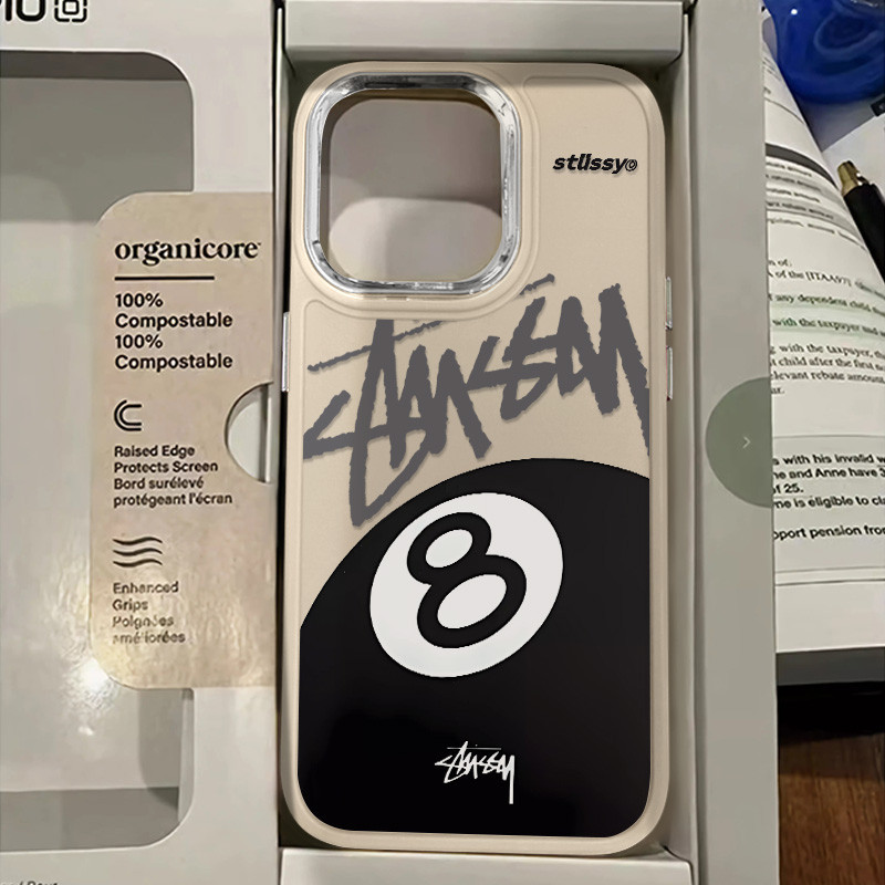 Chaopai ด้านล่างหมายเลข 8 Black Ball รูปแบบเคสโทรศัพท์สําหรับ IPhone 15 14 13 12 11 Pro Max Xr X Xs Max 7 8 SE 2020 เลนส์โลหะกันกระแทกซิลิโคนอ่อนนุ่มปกหลัง