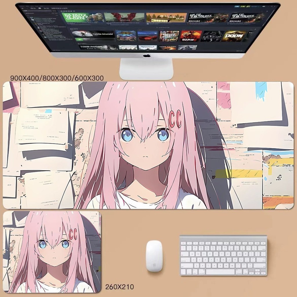 Bocchi the rock แผ่นรองเมาส์ขนาดใหญ่อะนิเมะสองมิติสําหรับเล่นเกมแป้นพิมพ์ Pad Desk Pad คอมพิวเตอร์ Pad