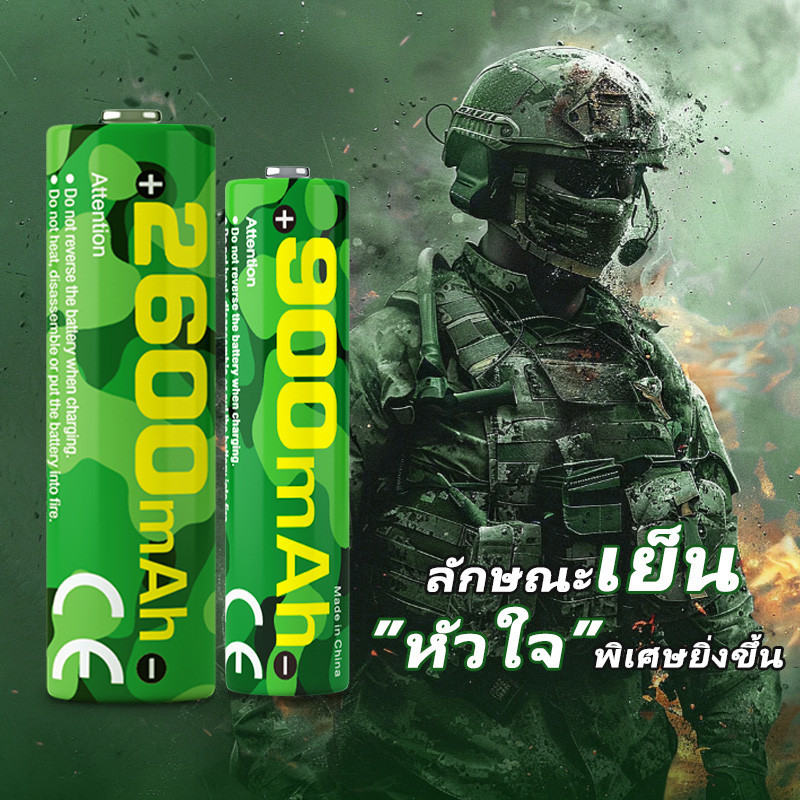 Yonii ถ่านชาร์จaa 2600mAh/aaa 900mAh（แทนที่ 1.5V）+ DN4 LCD type c 4 ก้อน ที่ชาร์จถ่าน AA AAA