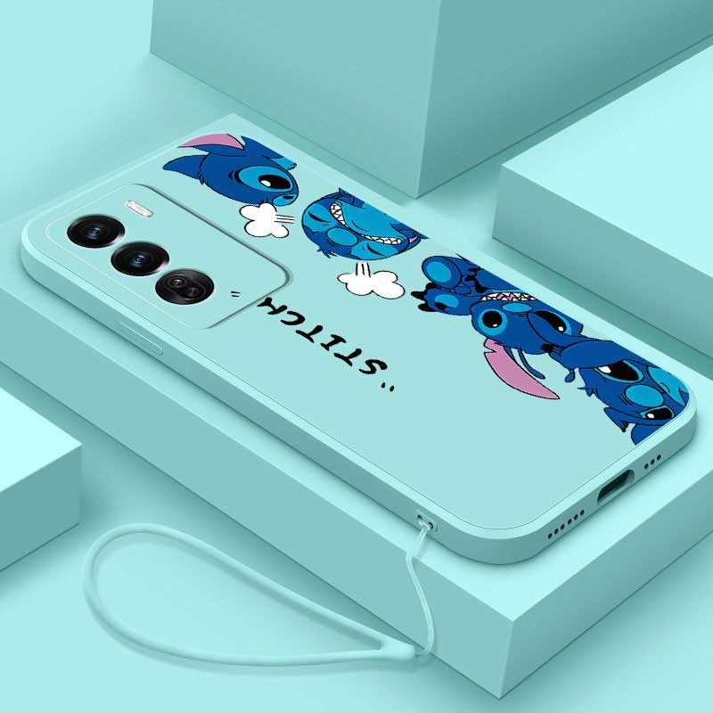 Vivo Y200 5G Y19s เคสมือถือมอนสเตอร์การ์ตูนตาโต Stitch Liquid Candy Silicon Full Camera Cover