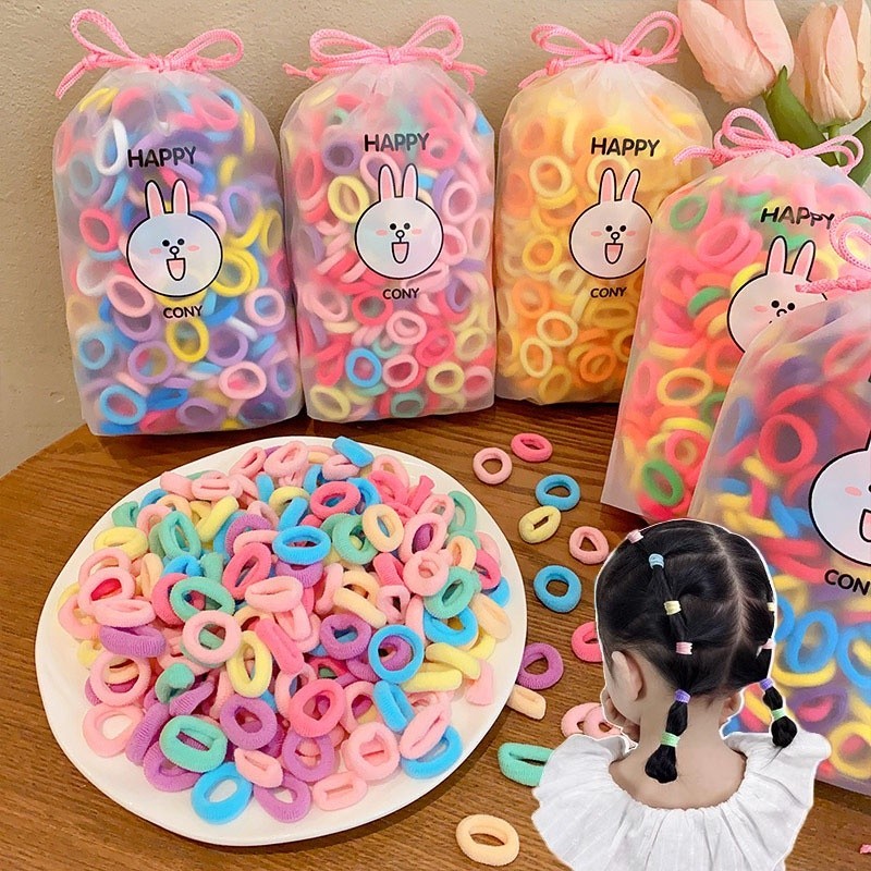 300/100ชิ้นชุดผมหางม้าผูกผมสําหรับเด็กแฟชั่นเกาหลียืดหยุ่นสูงยางรัดเด็กสาวอุปกรณ์ผม