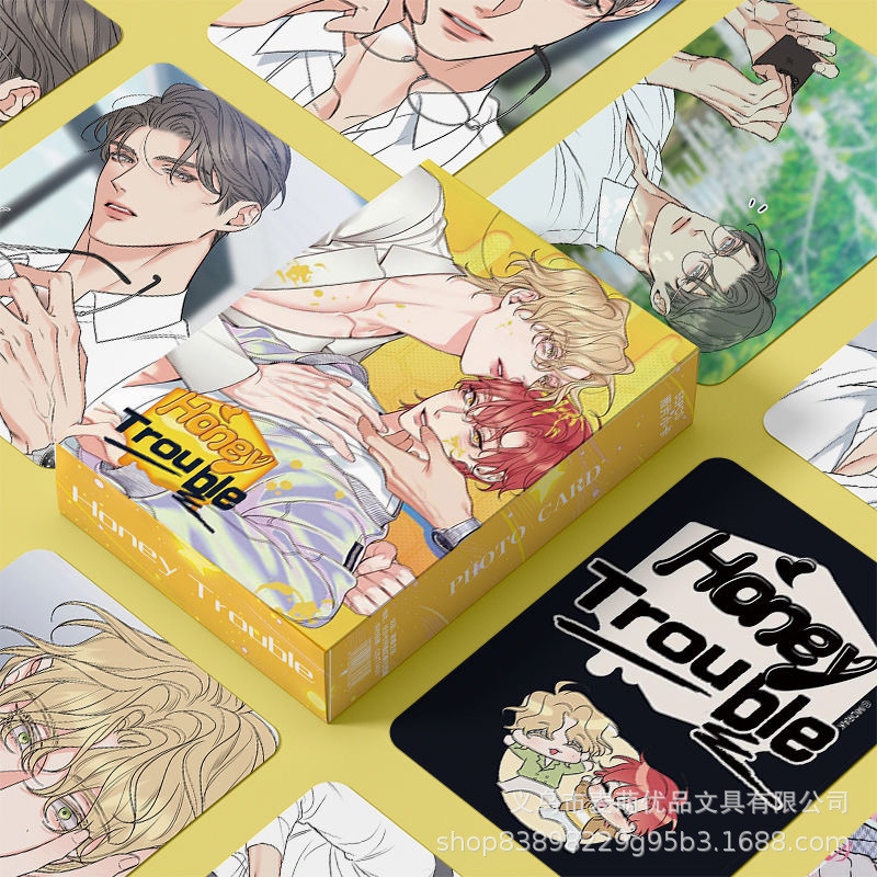 50-55pcs Manga Manhwa JinX Laser Holographic Lomo Cards HONEY TROUBLE Love and Deepspace Photocards Light and Night Demon Slayer Sketch Satoru Gojo Hologram Postcards