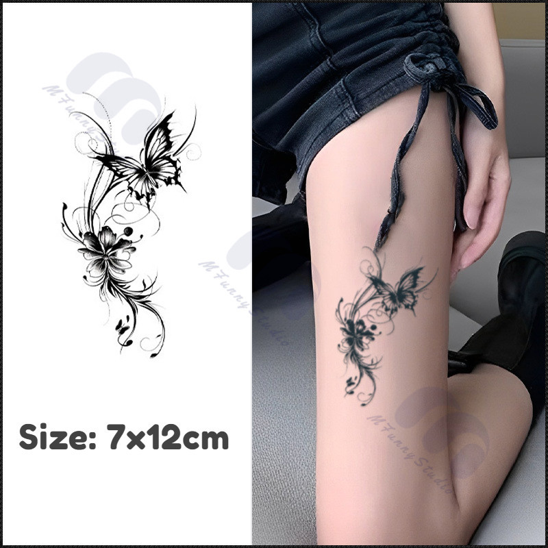 【MF Magic Tattoo】สติ๊กเกอร์ผีเสื้อ 015 รอยสักชั่วคราวกันน้ํา Anti-Rubling ยาวนาน 15 วัน