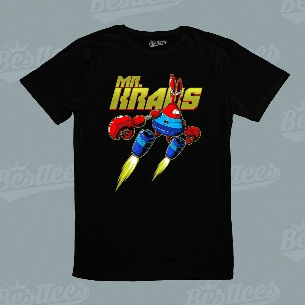 (🔥พิมพ์ลาย🔥)Unisex ผู้ใหญ่ชายหญิง Spongebob Super Robot Mr Krabs Crab Cool