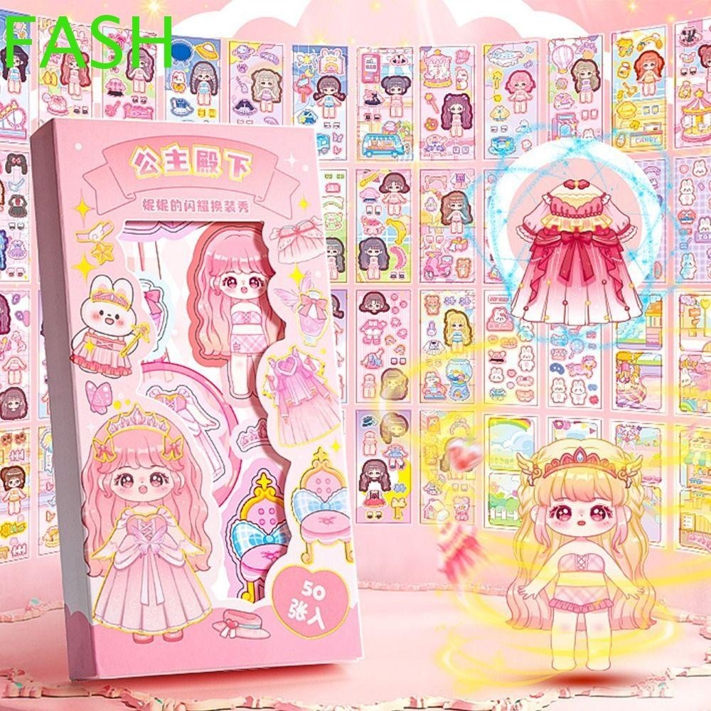 Fash สติ๊กเกอร์ชุดแต่งตัวสาวน้อย ทําเจ้าหญิงของคุณเอง Early Education Princess Dress Up Sticker, ส่วนบุคคลเจ้าหญิงสาวน้อย DIY สติกเกอร์ตกแต่งบัญชีมือ