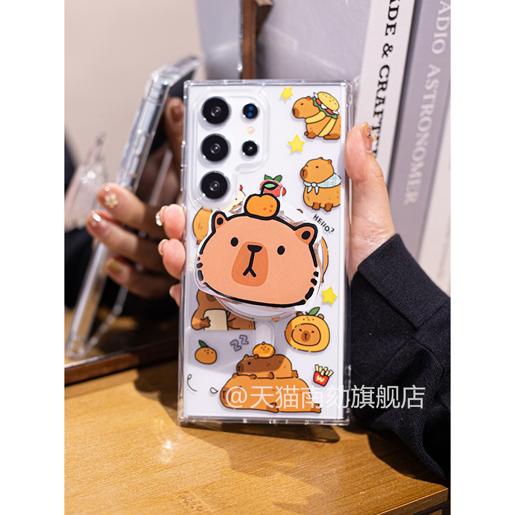 เหมาะสําหรับ Samsung s25ultra เคสโทรศัพท์แม่เหล็ก s23fe Shishi S24u + Plus s22plus พร้อมวงเล็บเหมาะสําหรับฤดูร้อนโปร่งใสน่ารักการ์ตูนเกาหลีไร้สายชาร์จเทพธิดาอย่าชน Ultra-Thin ราคา ถูกที่สุด ดีลบีเคเค