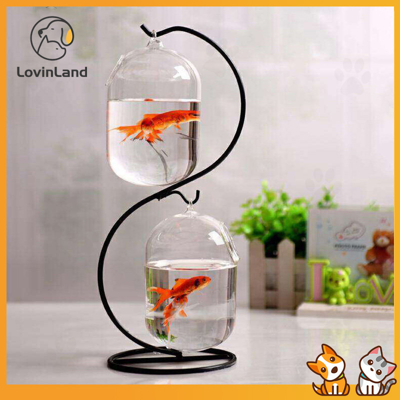Lovinland ตู้ปลาขนาดเล็กนิเวศวิทยารอบแก้วใสมินิปลาทอง Betta ถังปลาในครัวเรือนห้องนั่งเล่นถังปลาขนาดเล็กพร้อมขายึด