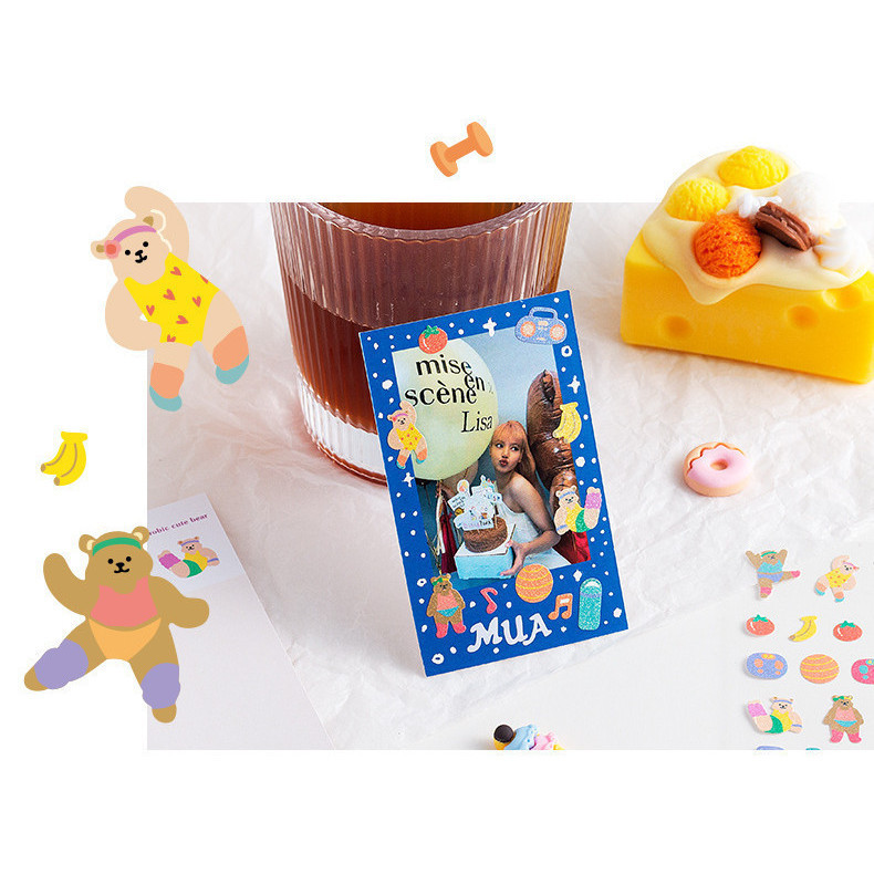 สติกเกอร์ PVC แบบนิ่ม ลายหมีน่ารัก ตกแต่งสมุด DIY กันน้ำ สีสันสดใส สไตล์เกาหลี ใช้งานได้หลากหลาย - รูปที่ 7