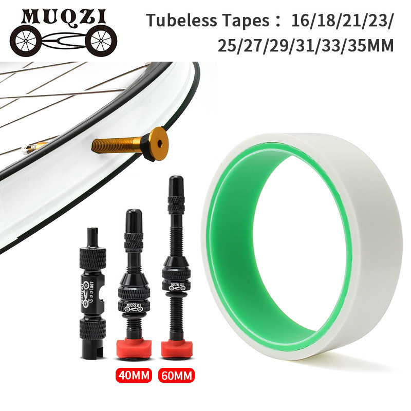 Muqzi จักรยาน Tubeless Rim เทป 10 M ไม่มีสารตกค้างกาว & 40 มม.60 มม. Presta ยางวาล์ว & เครื่องมือสําหรับ 26 27.5 29 700C MTB จักรยาน