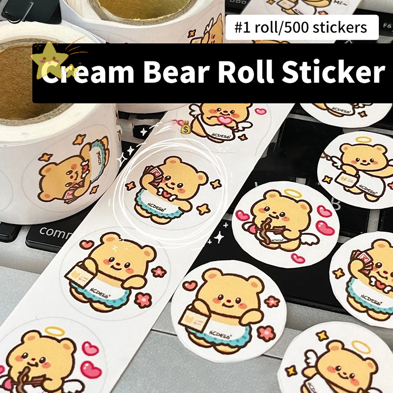[JBTH] 500 ชิ้น/ม้วนการ์ตูนเนยหมีสติกเกอร์ Kawaii หมี Diy Pvc แล็ปท็อป Decals สติกเกอร์ตกแต่งรางวัลเด็กของขวัญของเล่น [JB]
