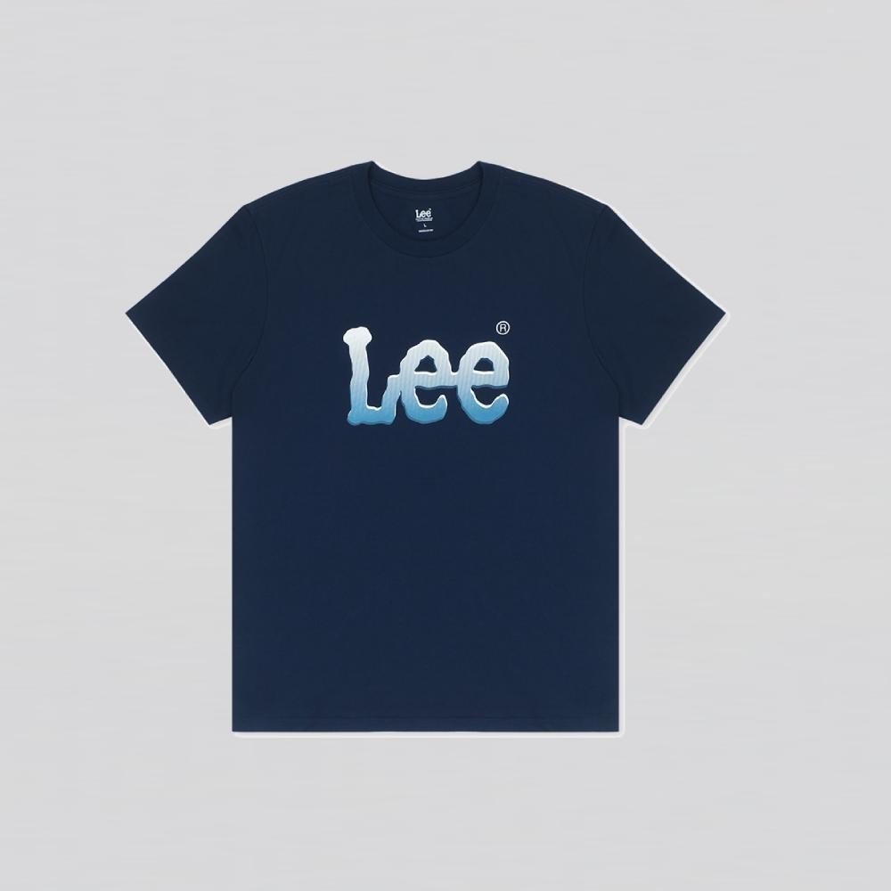 สไตล์ ins แฟชั่น LEE เสื้อยืดแขนสั้นผู้ชาย ทรง Regular รุ่น LE F124MTSSF10 สีกรมท่า S-5XL