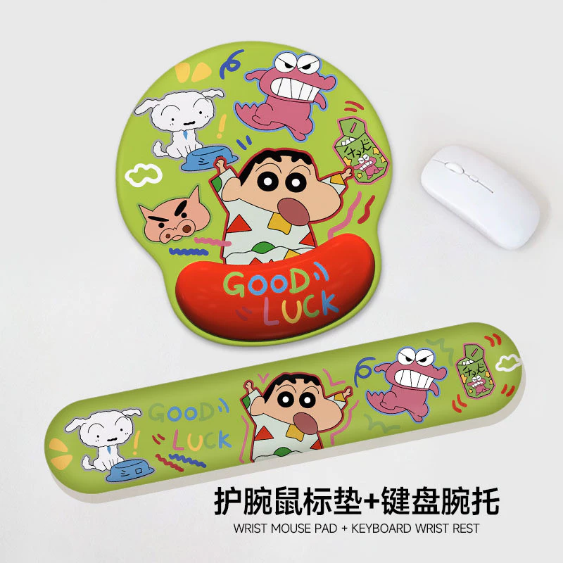 แผ่นรองเมาส์ป้องกันข้อมือ Crayon Shin Chan สำหรับผู้หญิงและผู้ชาย แผ่นรองข้อมือสำหรับคีย์บอร์ดในสำนักงาน