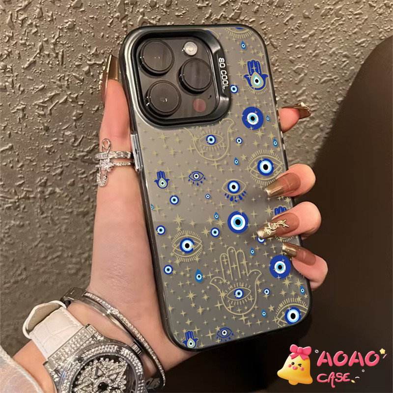 เคส OPPO A38 A18 A17 A15 A7 A16 A12 A5s A78 A76 A74 A17K A55 A58 A54 A96 A77s A77 A57 A16s A3s ตาสีฟ้าแฟชั่นปกอ่อน