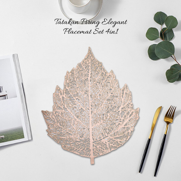 แผ่นรองจาน ชุด 4 ชิ้น ขนาด 47x37 ซม. PVC Hollow Aesthetic Placemat Hollow 4W-Z01 | Elegance Elegance