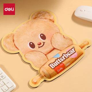 Deli Butter Bear แผ่นรองเมาส์แบรนด์ร่วม ซิลิก้าเจล+ผ้าไลก้า กันลื่น รองรับข้อมือ