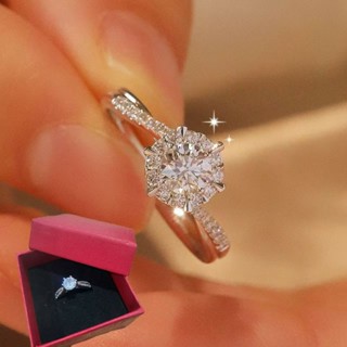 💍[พร้อมกล่องให้]เครื่องประดับเพชร แหวนแต่งงานแฟชั่นสำหรับผู้…