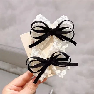 ลูกไม้น่ารัก Bowknot Hairpin Duckbill คลิปด้านข้าง Bangs เครื่องประดับผม