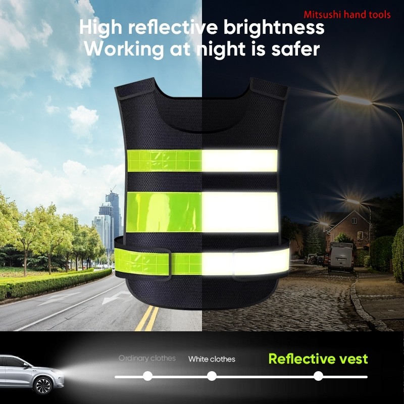 Mitsushi เสื้อกั๊กนิรภัยสะท้อนแสง เสื้อกั๊กสะท้อนแสงเพื่อความปลอดภัย