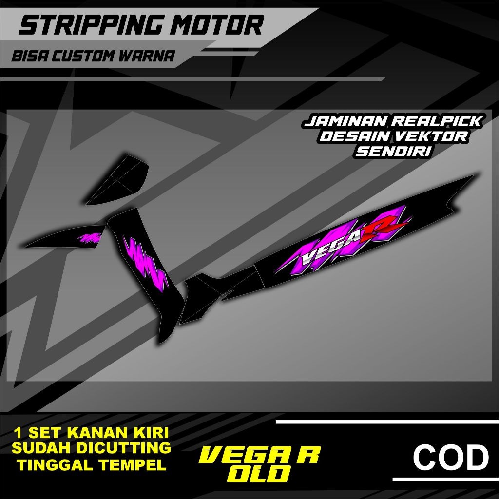 COOL YAMAHA VEGA R OLD MOTORCYCLE STRIPING SIMPLE THEME 9 ALREADY CUT, JUST STICK IT ON