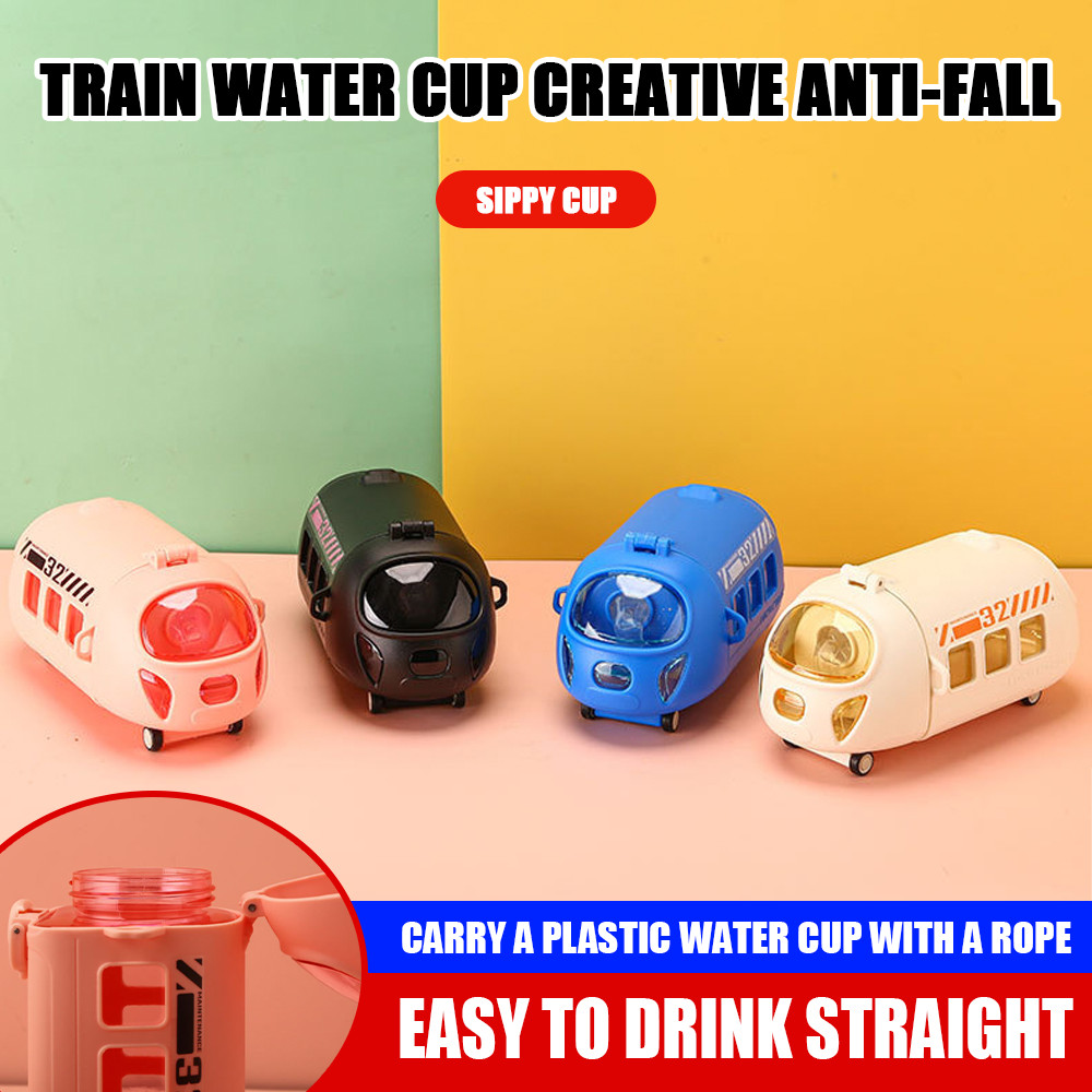 500ml Baby Cartoon Train Water Bottle Cute Creative Kids Toy Straw Bottle Water Bottles BPA Free Tra