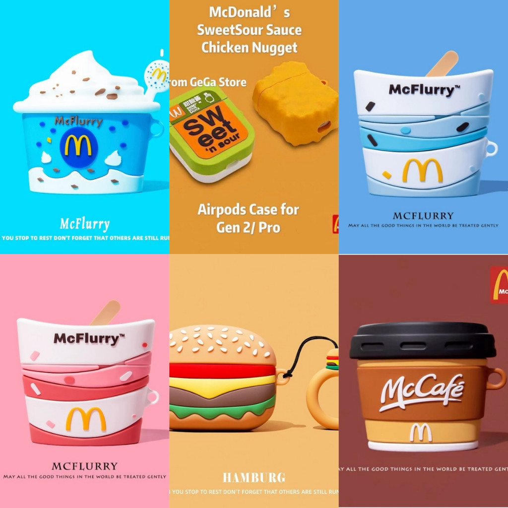 เคสซิลิโคน Airpods McDonalds Burger Airpods เคสน่ารัก Airpods 4 เคสซิลิโคน Airpods Pro 2 เคส McFlurr