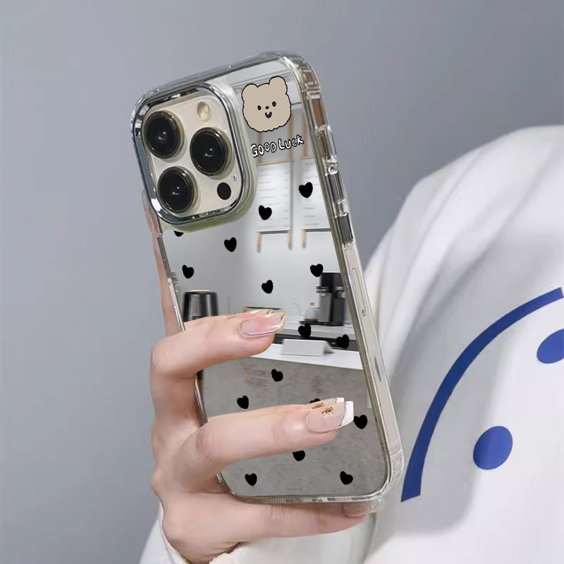 Black Love Bear เหมาะสําหรับ Samsung s25ultra เคสโทรศัพท์ซิลิโคน S24/s22 +/ s23 สนุก s21 High-End Sense s20fe กระจกการ์ตูน note20 น่ารัก a54a53a55a15 กันกระแทกอินเทรนด์