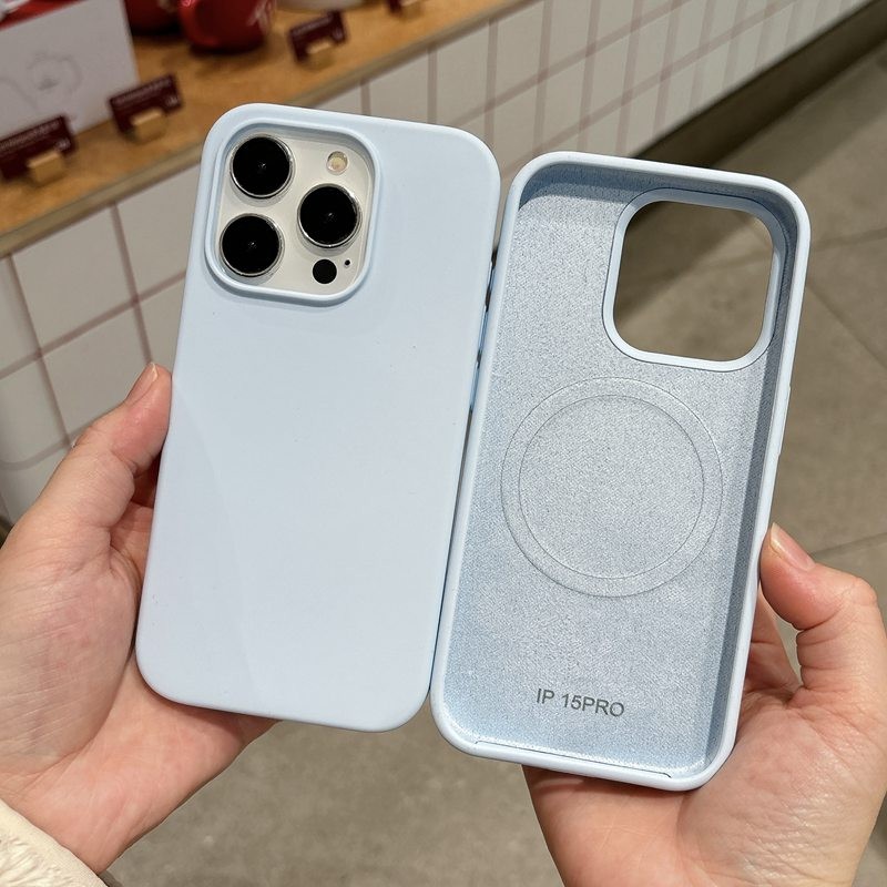 Real Liquid SiliconAnti paste และกันน้ํา Ultra Soft Strong Magnetic Velvet Non-slip Casing Case สําหรับ Apple Ip IPhone 11 12 13 14 15 16 Pro Max 14 15 16 Plus Anti-Fingerprint