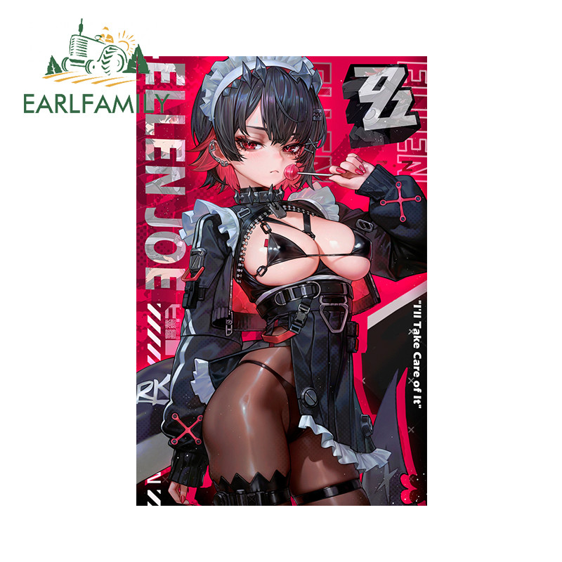 Earlfamily Zenless Zone Zero Ellen Joe สติกเกอร์รถ Windows กันชนรถจักรยานยนต์ Scratch-Proof กันน้ํา JDM ไวนิล Decal บุคลิกภาพรถจัดแต่งทรงผม